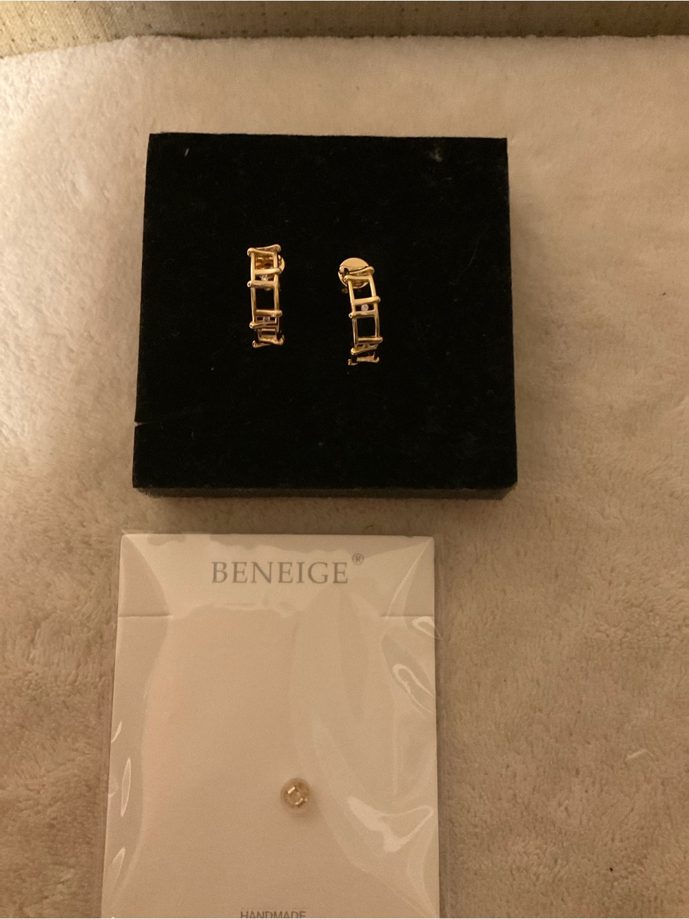 Beneige Gold Tone Linked Huggie Earrings - Gold